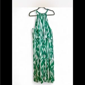 Sofia Vergara Green and White Halter Maxi Dress